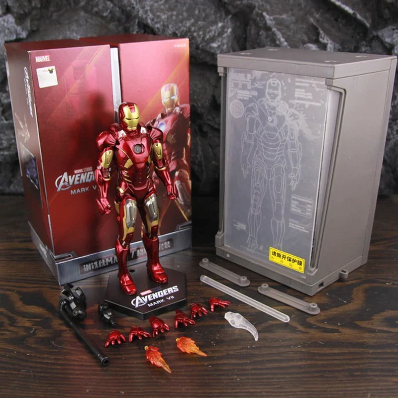 ZD Toys Hologram Hall of Armour Marvel Iron Man Mark MK1 MK2 MK3 MK4 MK5 MK6 MK7