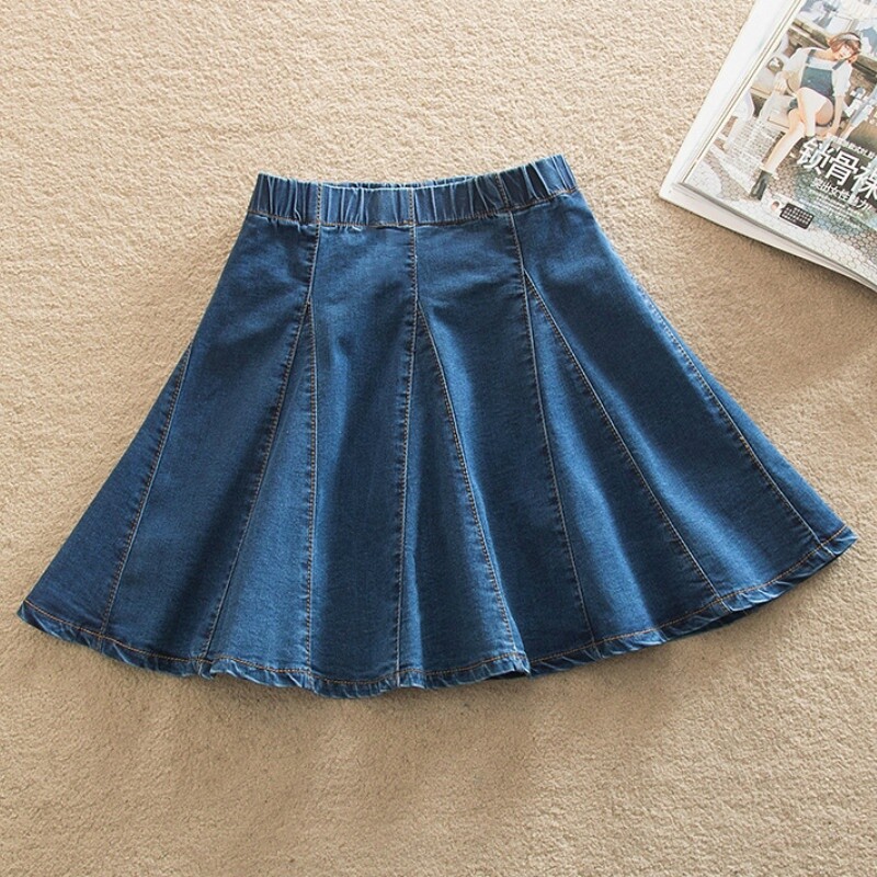 Women Micro Mini Denim Skirt A Line Elastic Waist Short