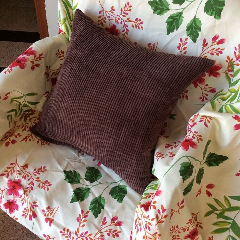 2pcs Large Plain Corduroy Cushion Covers Durable Fabric Pillow Cases Sofa Decor