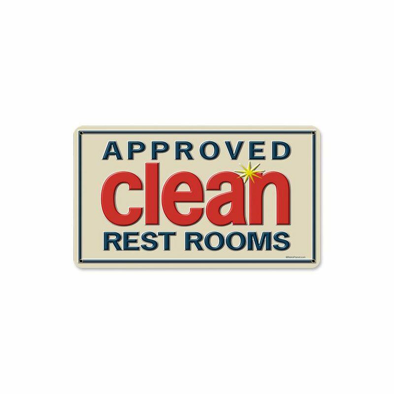 APPROVED CLEAN REST ROOMS 14" HEAVY DUTY USA MADE METAL GAS STATION ADV SIGN