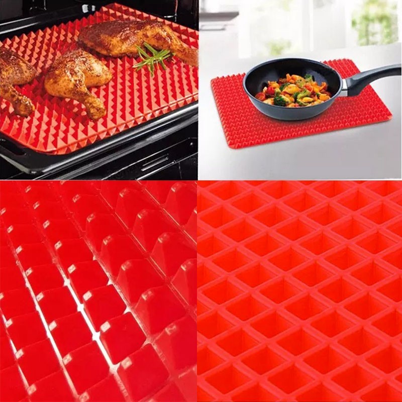 Pyramid Pan Non Stick Fat Reducing Silicone Cooking Mat Oven