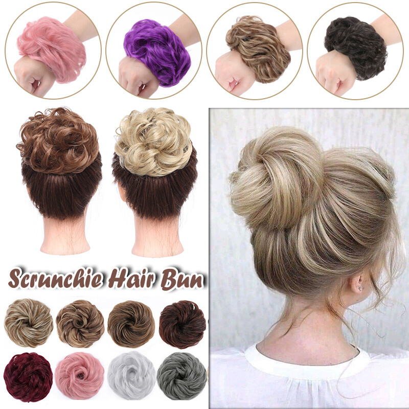 Natural Curly Messy Bun Hair Piece Scrunchie Hair Extensions Updo Real as Human