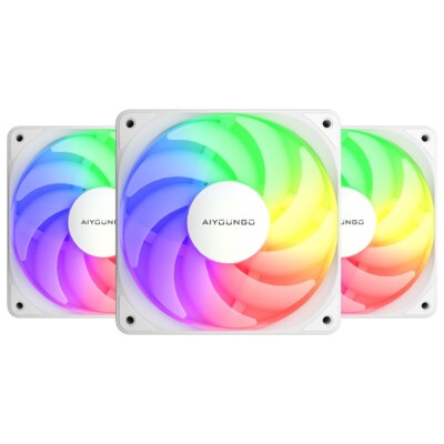 Aigo YOGO D3 120cm ARGB PWM White Fan 5V 3Pin 3-Pack