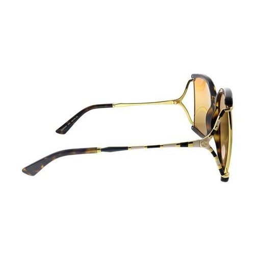 Pre-owned Gucci Women Oversized Sunglasses In Havana/gold Frame W/orange Lens Gg0592s-003