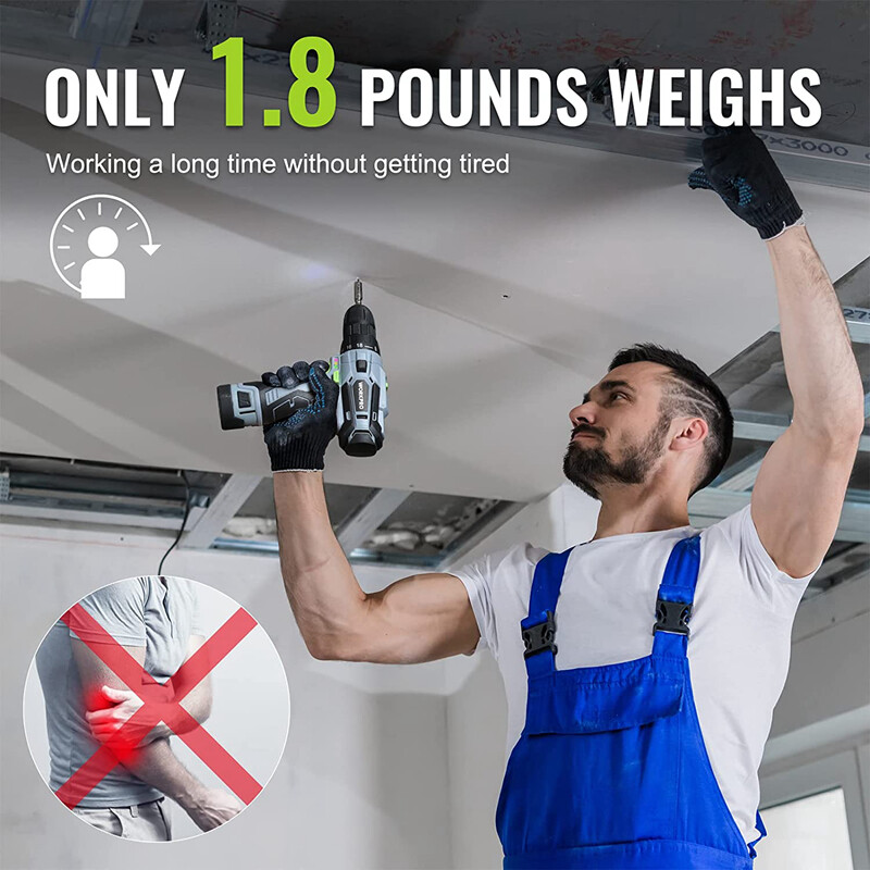 WORKPRO Cordless Drill Driver Kit 12V Screwdriver Driver Tool 3/8" Keyless Chuck