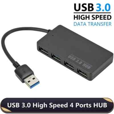 USB 3.0 Hub 4-Port Adapter Charger Data Slim Super Speed PC Mac Laptop Desktop