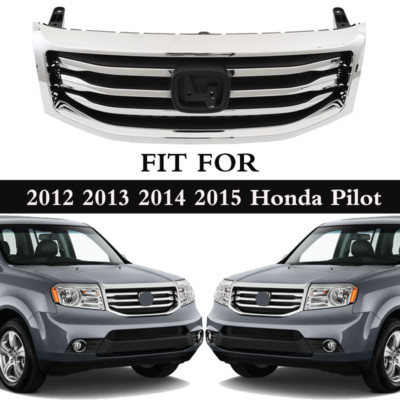 Front Bumper Grille W/ silver Molding Surround Trim For 2012-2015 13 Honda Pilot
