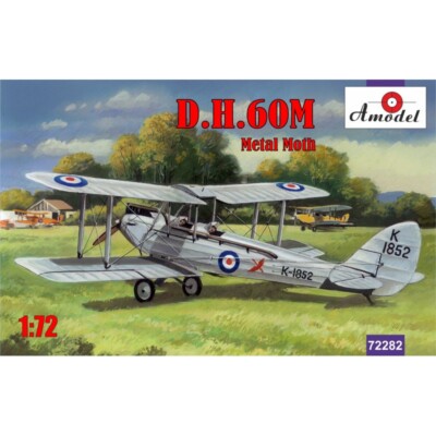 Amodel 72282 Plastic model airplane 1:72 Biplane de Havilland DH.60M Metal Moth