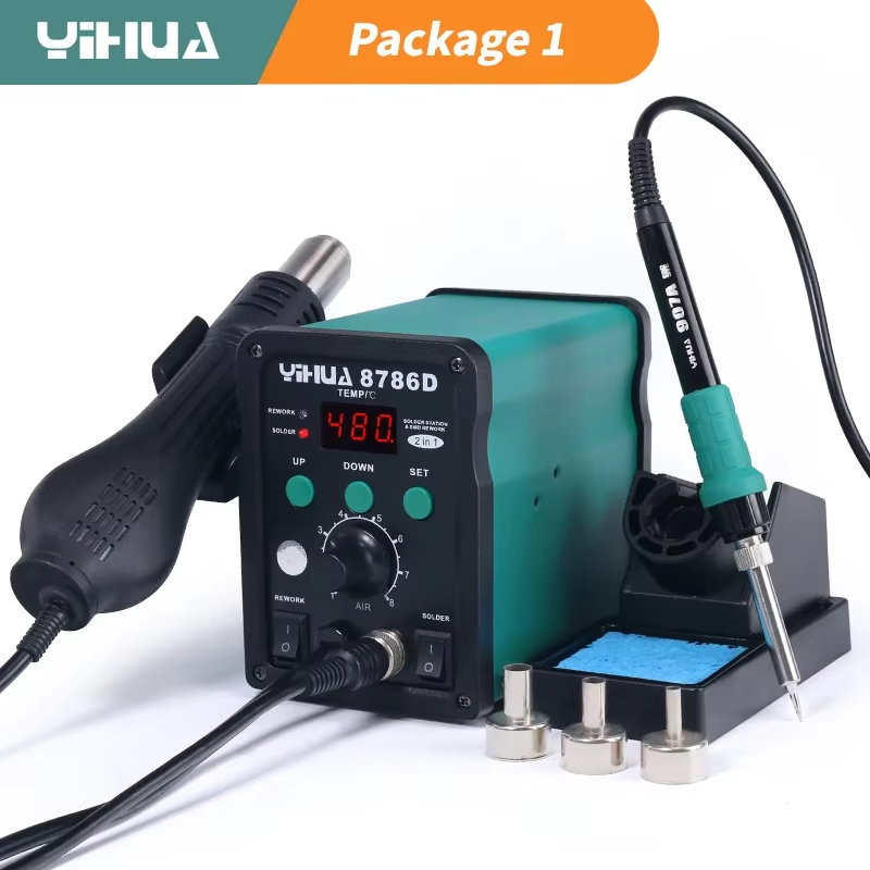 8786D Soldering Iron Hot Air Soldering Station DIY Digital Rework Station Phone