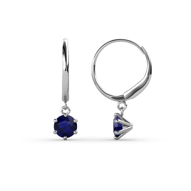 Pre-owned Trijewels Blue Sapphire 1/2 Ctw Six Prong Drop And Dangle Earrings 14k Gold Jp:66907