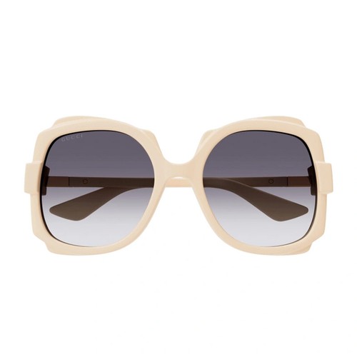 Pre-owned Gucci Gg1431s 004 Ivory/gradient Grey 57-20-135 Sunglasses In Gray