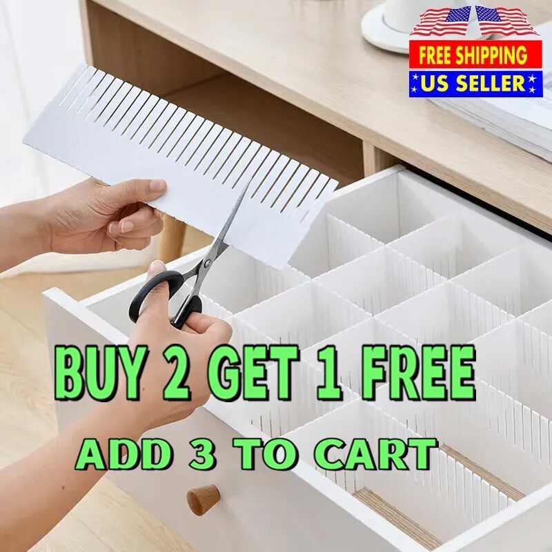 4Pcs Adjustable DIY Drawer Dividers Storage Organizer Separator 14.5*2.75"