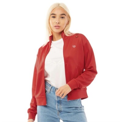 BNWT Fred Perry Amy Winehouse Embroidered 50's Track Jacket Red Lipstick 6 34 2