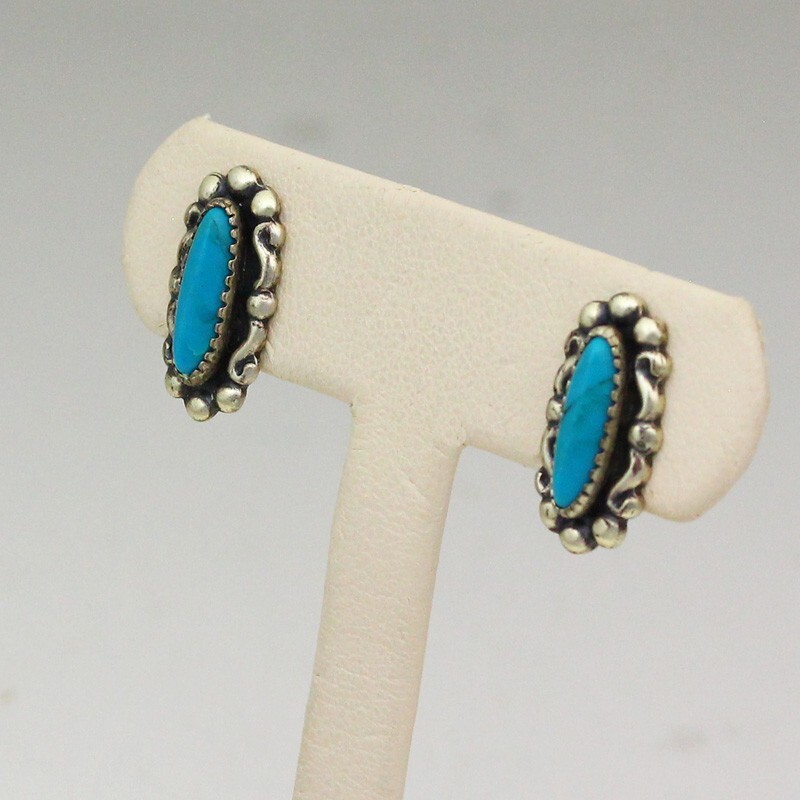 Sterling Silver & Turquoise Southwest Style Wheeler Manufacturing Earrings