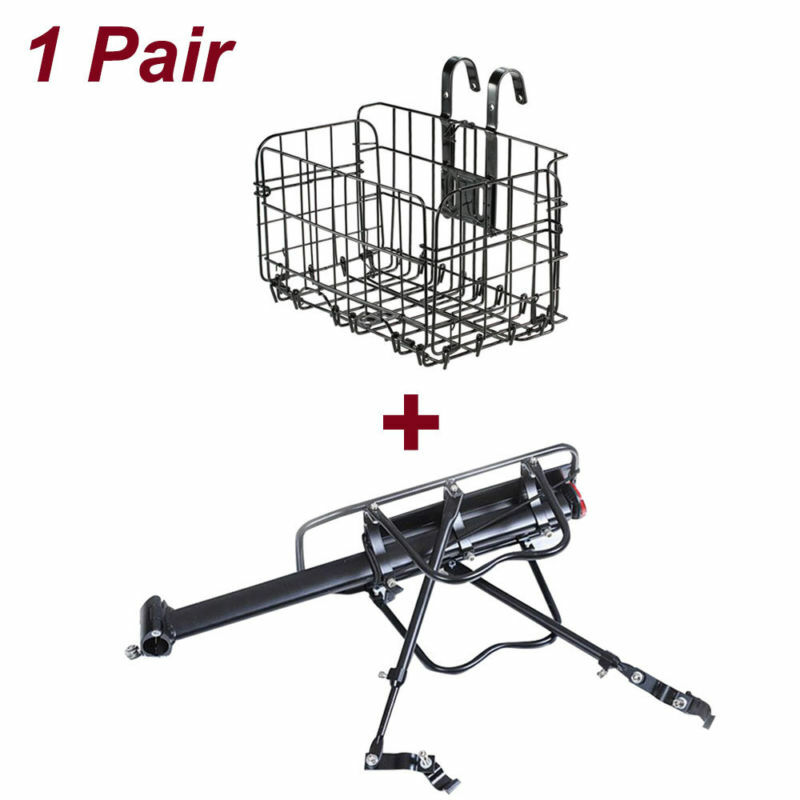 Bicycle Bike Wire Basket Front Rear Bag+Universal Rear Mount Cargo Carrier Rack