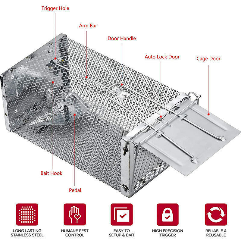 USA Mouse Trap Rat Trap Rodent Trap Live Catch Cages - Easy to Set Up and Reuse