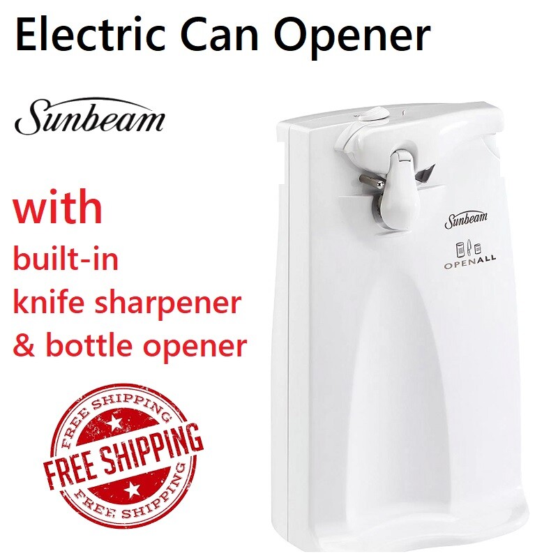 SUNBEAM Electric Can Opener Tool Automatic with Knife Sharpener Lid