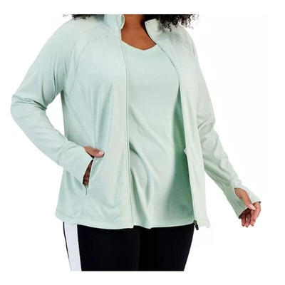 ID IDEOLOGY Women's Essentials Performance Zip Jacket 2X Plus Mint Wash NWT
