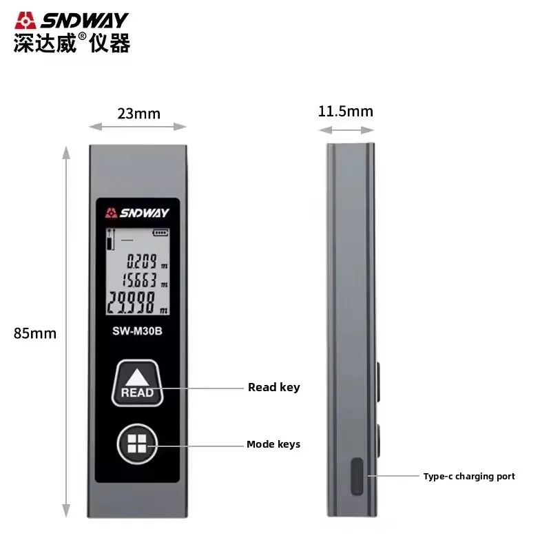 SNDWAY Mini Smart Laser Rangefinder Intelligent 30M Digital Laser Rangefinde Usb