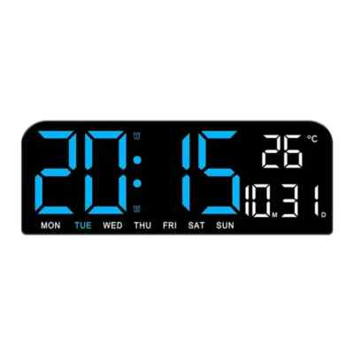 Digital Wall Clock Temperature USB Powered 9 Inch Countdown 12/24H LED Alarm
