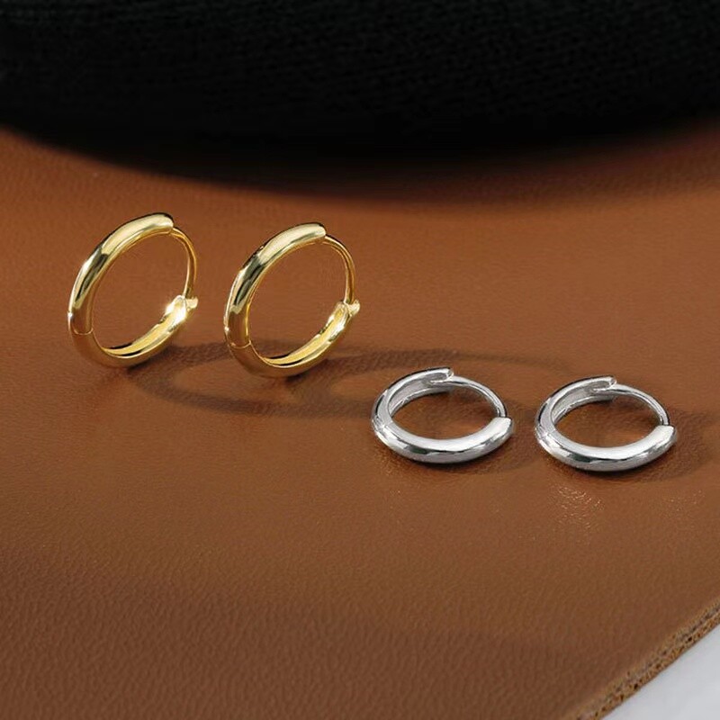 Surgical Steel Round Huggie Hoop Earrings Men Women Trendy Jewelry 8-20mm 2Pcs