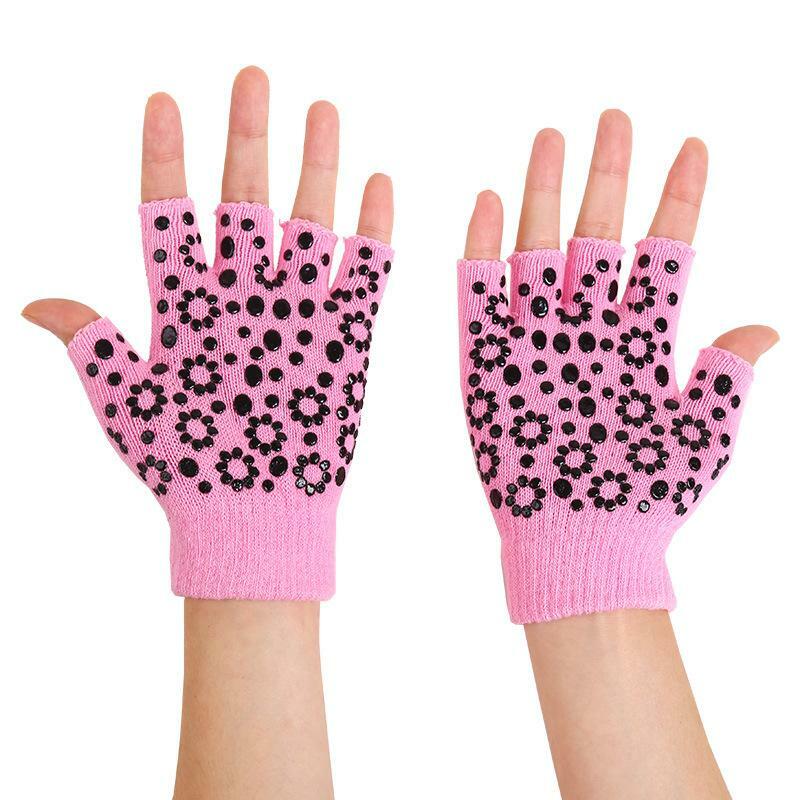 1 pair women cotton yoga fingerless non anti slip grip gloves sport exercise BSC