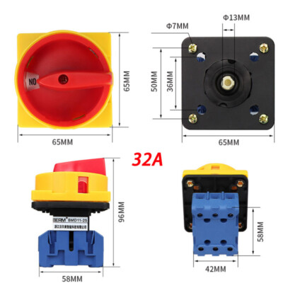 2-Position Rotary Selector Switch Load Disconnection Cam Changeover 25 32 40 60A