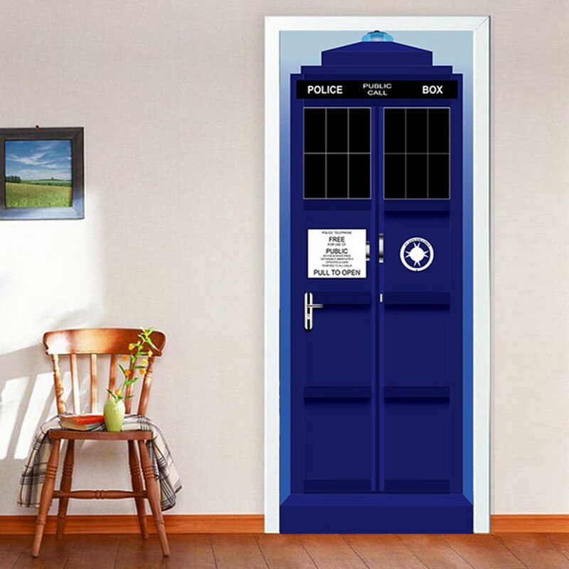 Mural Sticker Decal Self Adhesive Dr Who The Tardis Door Wrap Wall