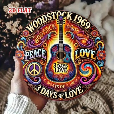 Woodstock "1969" Plaque - Vintage Metal Sign, Festival, Peace, Love, Music - New