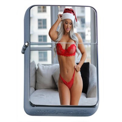 Christmas Pin Up Girls D10 Flip Top Dual Torch Lighter Wind Resistant