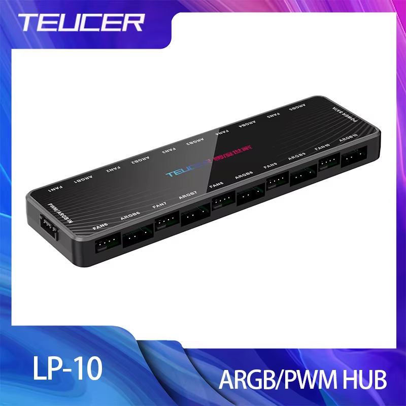 TEUCER LP-10 ARGB/PWM HUB SATA Power Interface 5 Ports 5V 3pin ARGB and 5 Ports