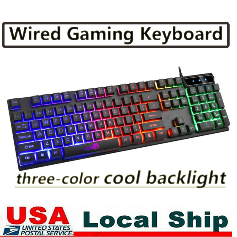 - USB Wired PC Rainbow Gaming Keyboard,Colorful Crack LED Il