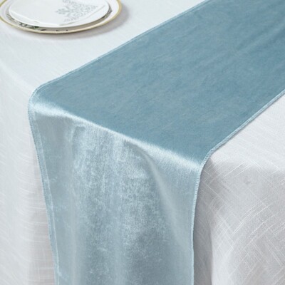 DUSTY BLUE 12x107" Premium Velvet Table Runner Wedding Reception Decorations