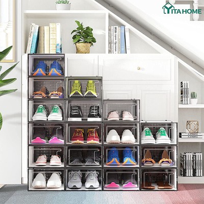 TAUS 18Pcs Shoe Storage Box Stackable Sneaker Organizers Case Container XL Large