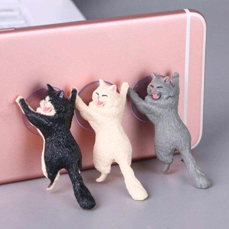 6 Pcs COOL Mr Cat  Mobile  Phone Holder Stand Sucker Tablets 