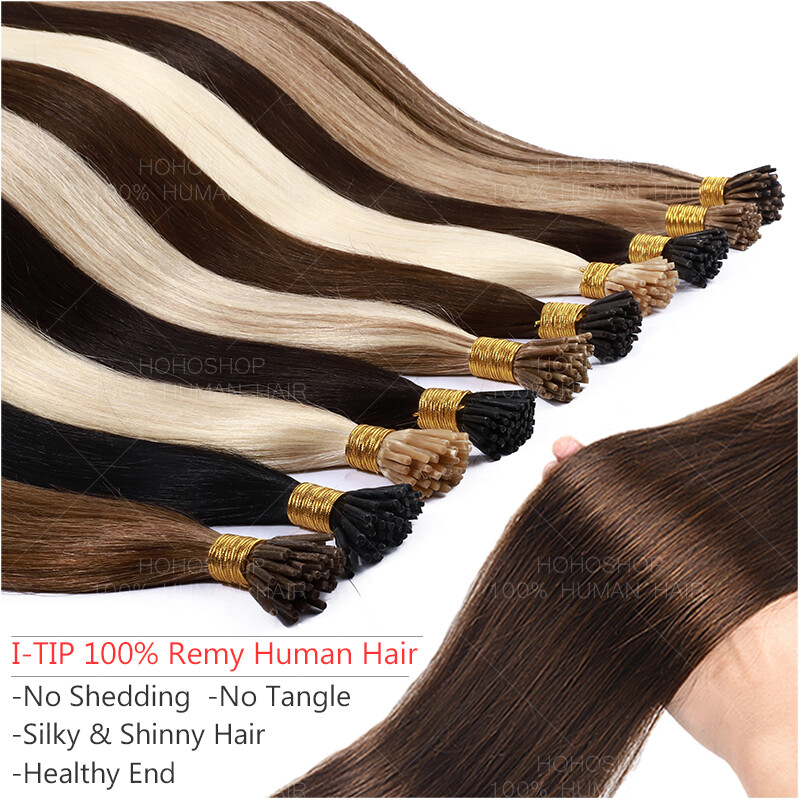 300 Strands Pre bonded Keratin I Tip Stick Remy Human Hair Extensions Micro Ring