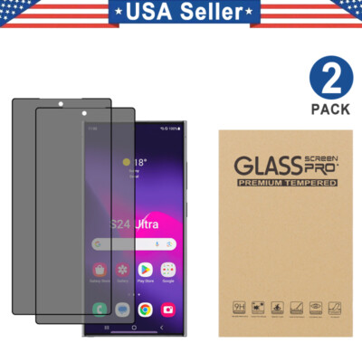 2PCS Privacy Tempered Glass Protector For Samsung Galaxy S24 S23 S22 Ultra Plus