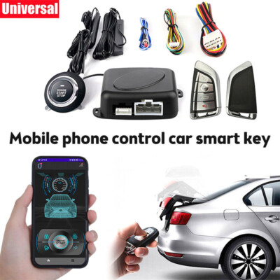 Car Keyless Entry Engine Start Alarm System Push Button Remote Starter Stop Kit