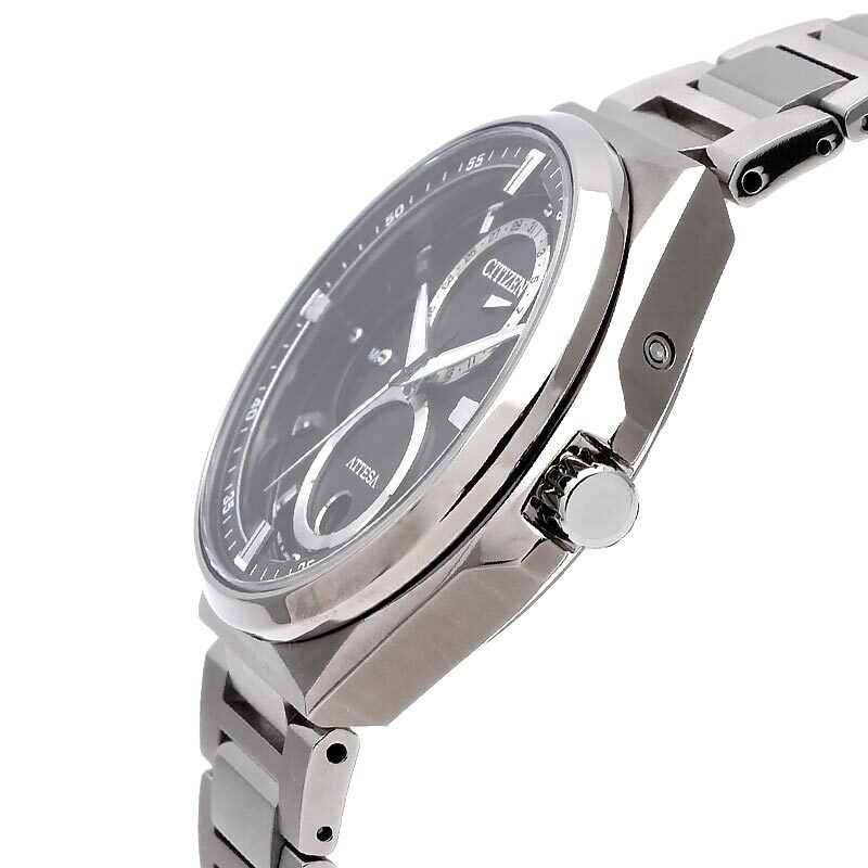 Pre-owned Citizen Attesa Bu0060-68e Eco-drive Triple Calendar Moon Phase Titanium Watch