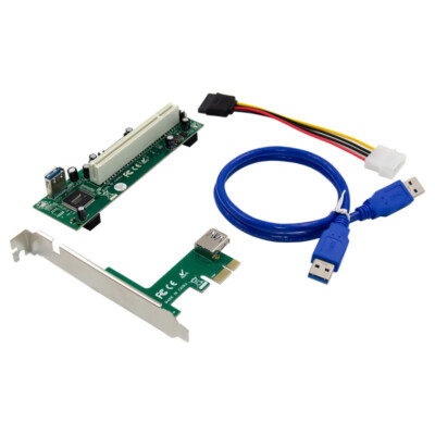 PCI-E Express X1 to dual PCI Riser Expansion Card Adapter 15Pin SATA USB3.0