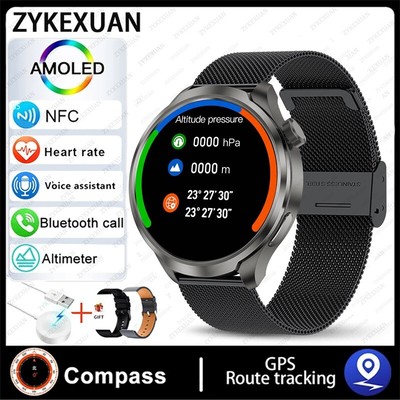 New for Outdoor Sports Smart Watch Men AMOLED Screen NFC GPS Compass Heart rate