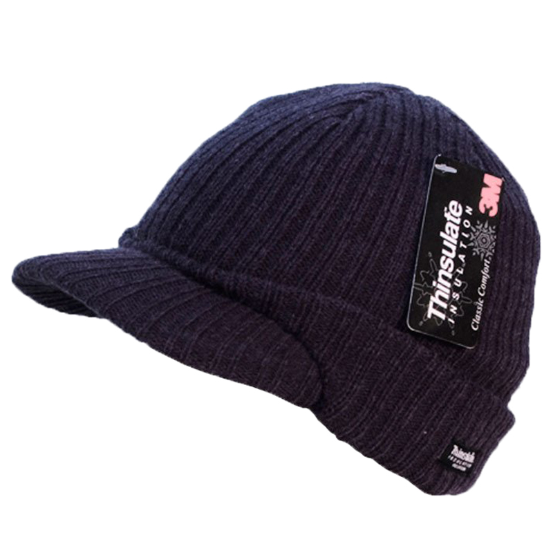 Unisex Mens Ladies Peaked Beanie Thinsulate Thermal Winter Ski Hat With