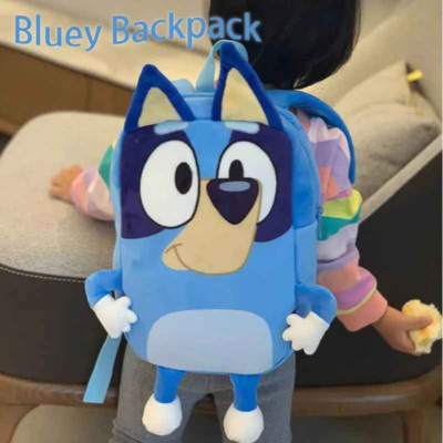 Bluey Family Cosplay Children Kids Cartoon Kindergarten School Bag Backpack Blue