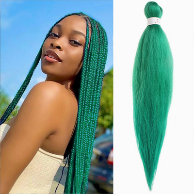 Long Straight Synthetic Braiding Hair Extensions Green Color Box