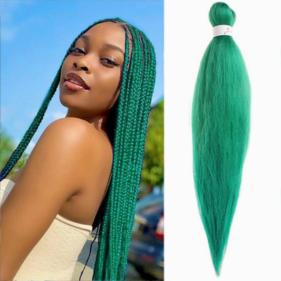 Long Straight Synthetic Braiding Hair Extensions Green Color Box Braid  8pc/30in