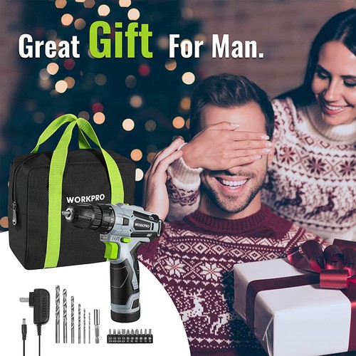 WORKPRO 12V Cordless Drill Driver Kit 3/8" Keyless Chuck Screwdriver Driver Tool