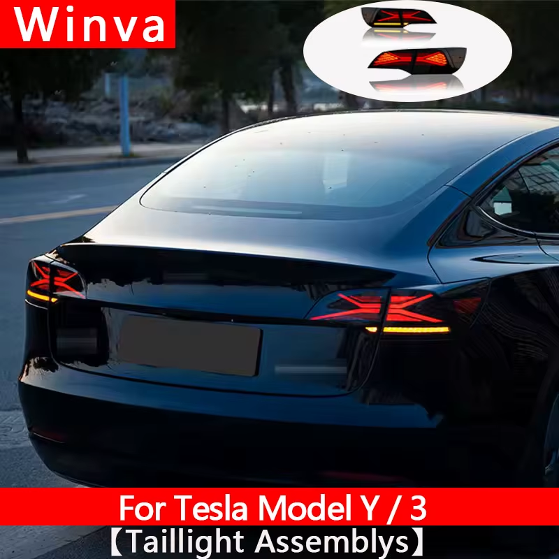 Taillights For 2017 18 19 20 21 2022 Tesla Model 3 and Model Y RGB Car Start Up