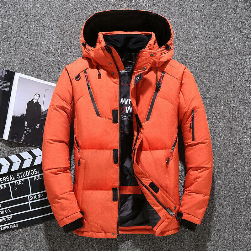 Winter Mens Puffer Coat Duck Down Jacket Hooded Warm Snow Thicken