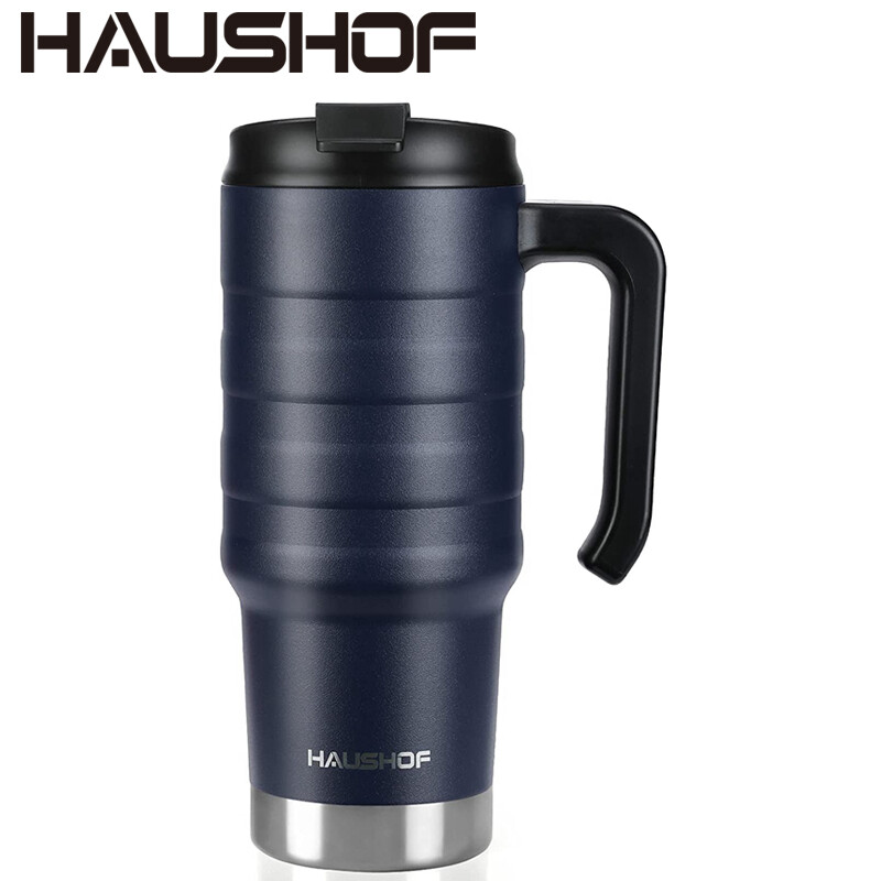 HAUSHOF 24 oz Travel Mug Steel Double Wall Vacuum Insulated Spill Proof Tumbler