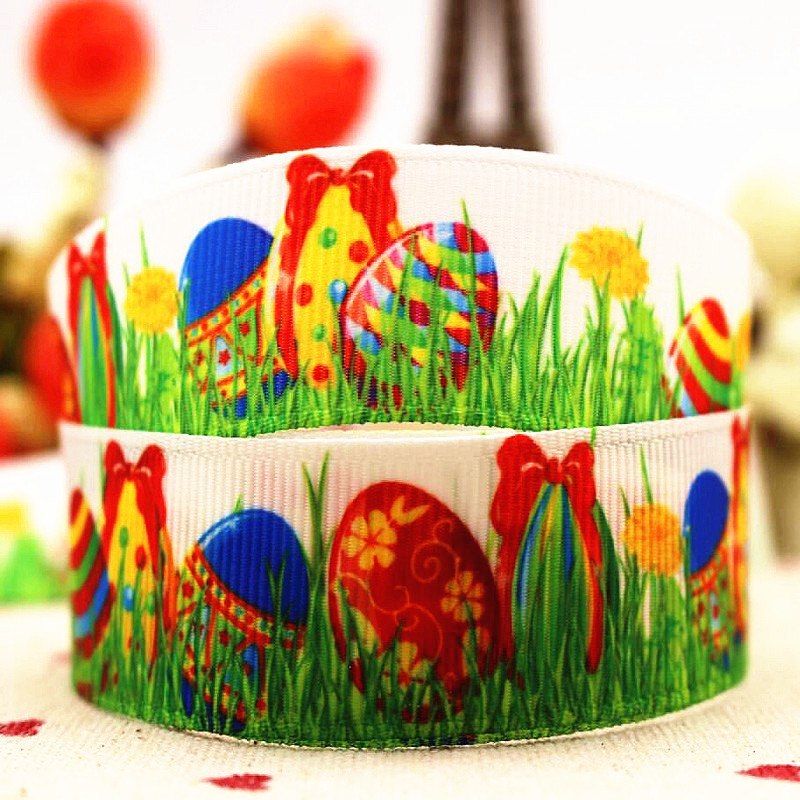 Easter Eggs Grosgrain Ribbon Printed Polyester Hair Bows Diy Craft